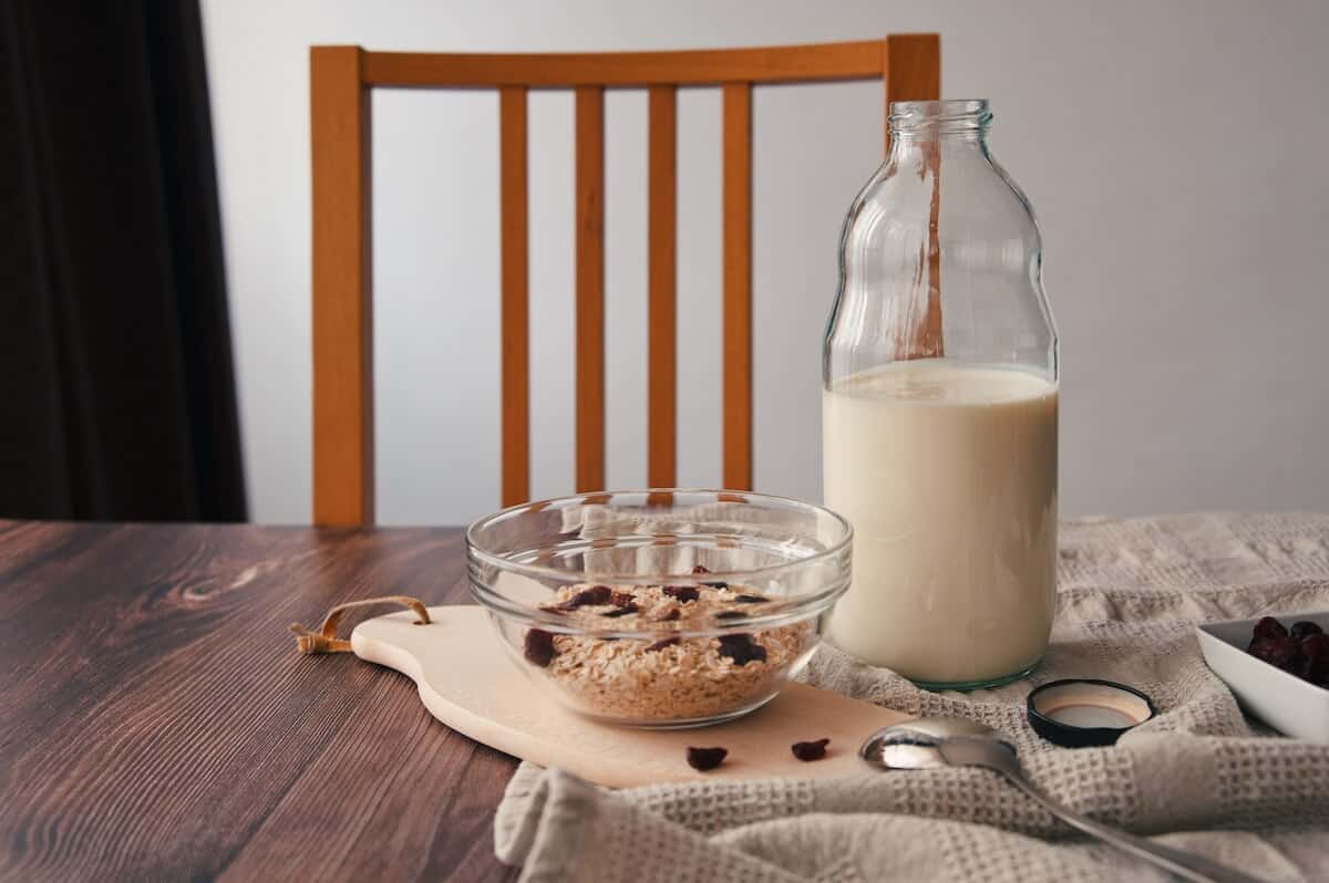 oat milk breakfast table