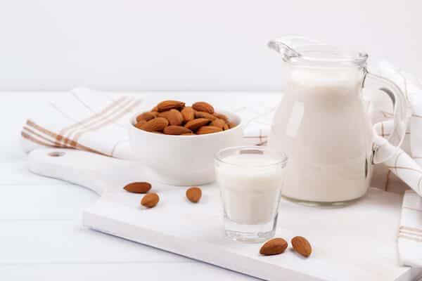 almond milk and almonds