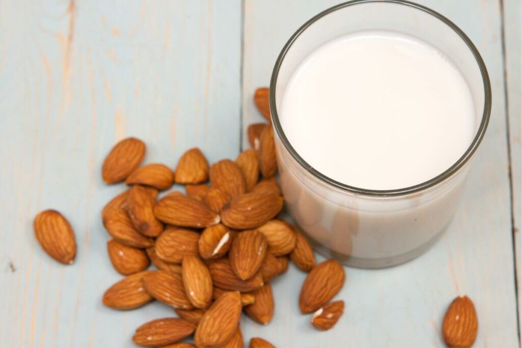 almond milk and almonds