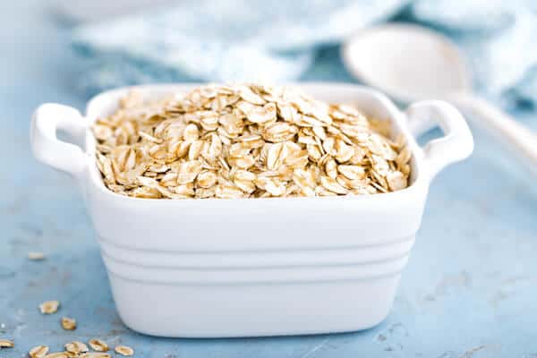 oats in a white bowl